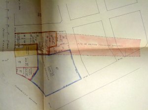 In 1936, the former compound (pink) was exchanged for a new one (blue).