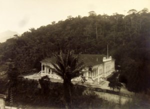 Summer residence from nearby hill, 1950. 